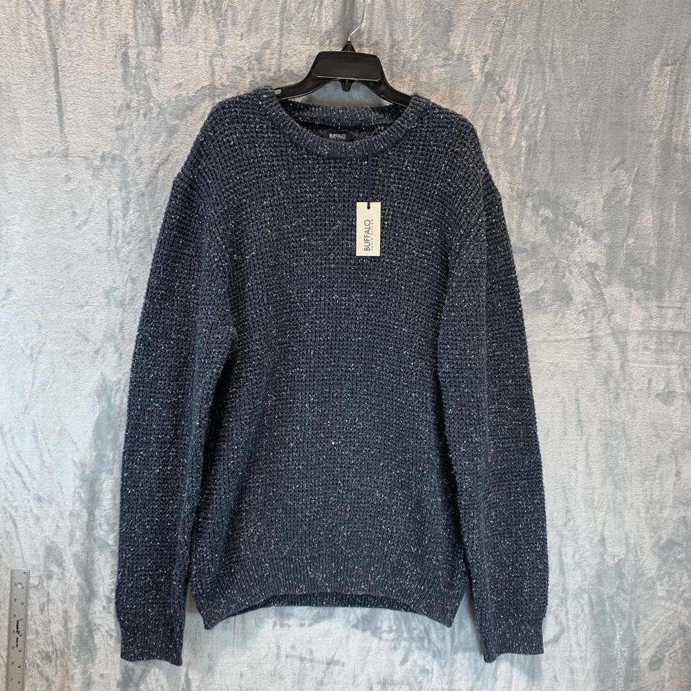 Buffalo David Bitton Mens Sweater 2XL Wonder Speckled Chunky Knit Blue Crew Neck